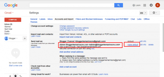 di bagian send mail as pilih make default