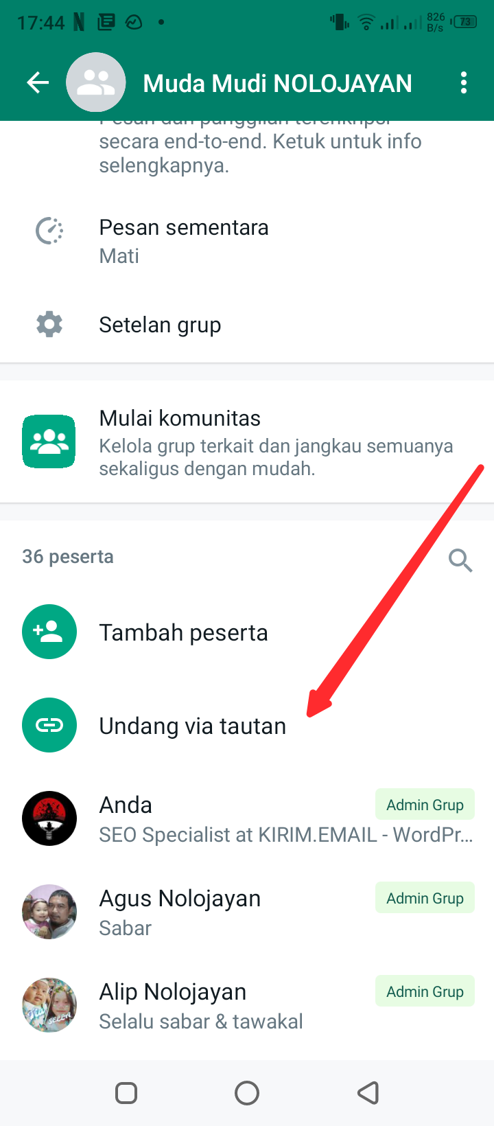 Invite via Link : Cara Menambahkan Anggota Group WhatsApp Tanpa Simpan Nomor - 3
