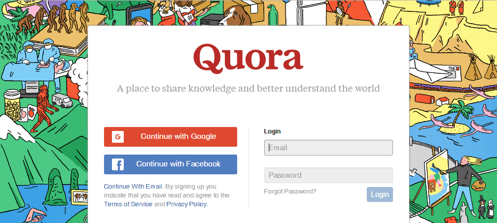 Quora - salah satu situs Q&A sebagai sumber traffic website alternatif