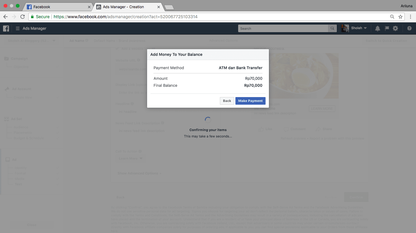 Cara Pembayaran Facebook Ads - 9