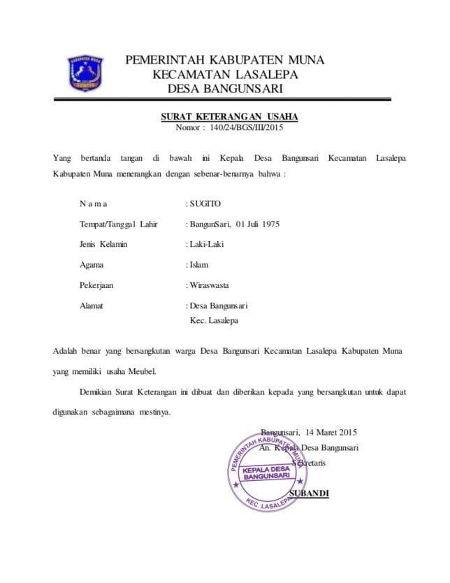 Contoh Surat Pernyataan Tempat Usaha