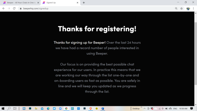 beeper registering