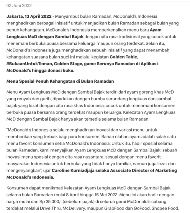 Contoh press release untuk produk perusahaan